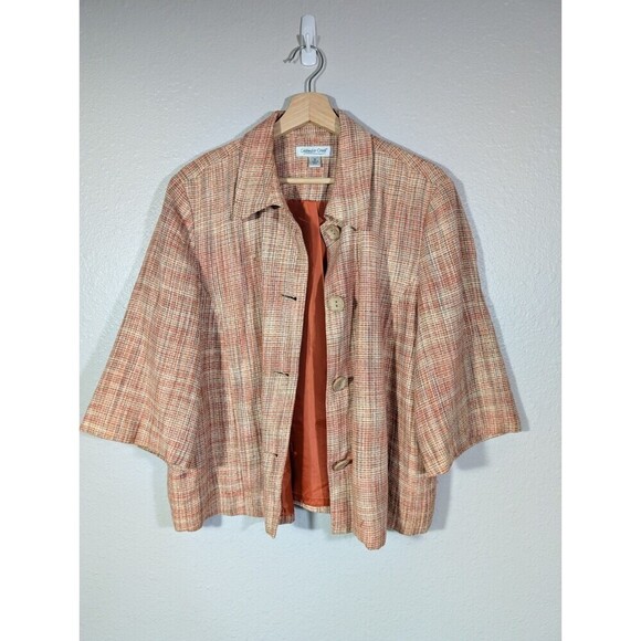 Coldwater Creek Women Size 16 Tweed Linen Blend Blazer - Picture 1 of 7